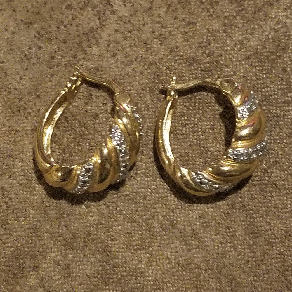 Diamond accent hoop earrings